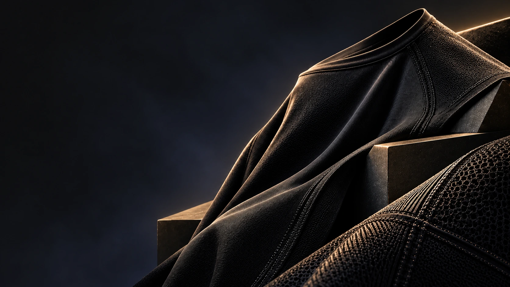 Sculptural premium technical fabric and tailored seam details